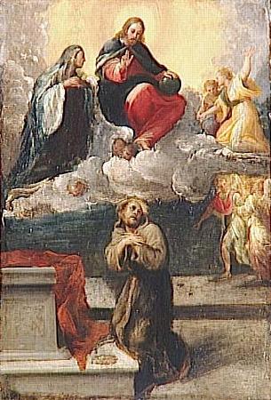 Pietro Faccini Christ and the Virgin Mary appear before St. Francis of Assisi oil painting picture